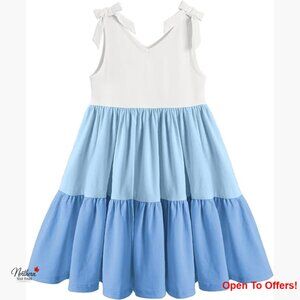 Toddler Summer Dress with Bow Sling and Pocket, Cotton Blend Fabric